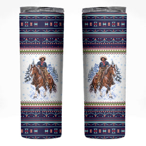 Nat Love African American Cowboy Skinny Tumbler Winter Snow Fair Isle Pattern Western Graphic Art