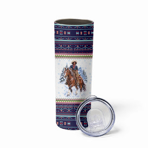 Nat Love African American Cowboy Skinny Tumbler Winter Snow Fair Isle Pattern Western Graphic Art