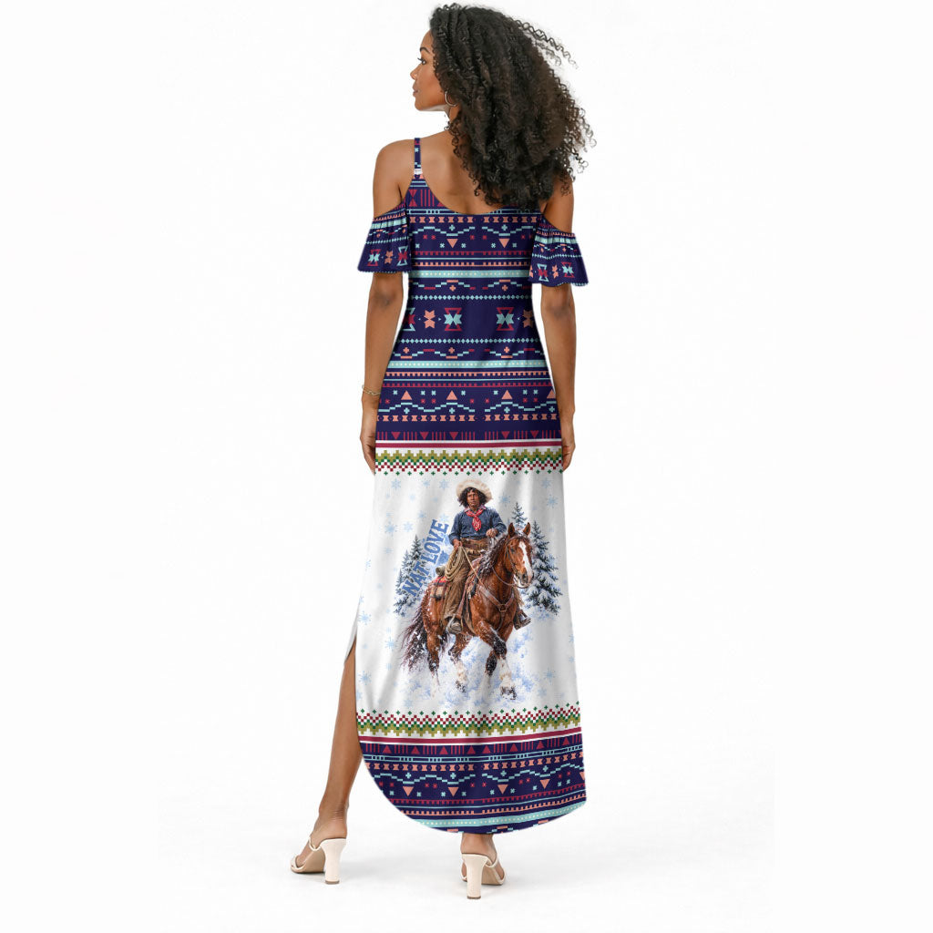 Nat Love African American Cowboy Summer Maxi Dress Winter Snow Fair Isle Pattern Western Graphic Art