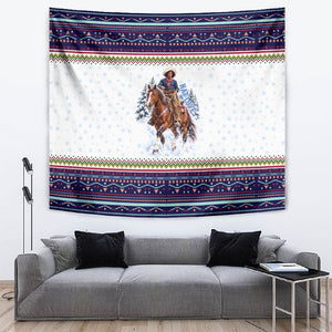 Nat Love African American Cowboy Tapestry Winter Snow Fair Isle Pattern Western Graphic Art