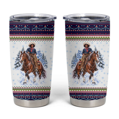 Nat Love African American Cowboy Tumbler Cup Winter Snow Fair Isle Pattern Western Graphic Art