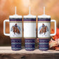 Nat Love African American Cowboy Tumbler With Handle Winter Snow Fair Isle Pattern Western Graphic Art