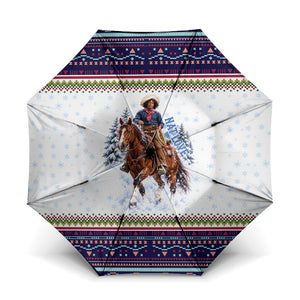 Nat Love African American Cowboy Umbrella Winter Snow Fair Isle Pattern Western Graphic Art