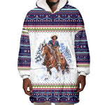 Nat Love African American Cowboy Wearable Blanket Hoodie Winter Snow Fair Isle Pattern Western Graphic Art
