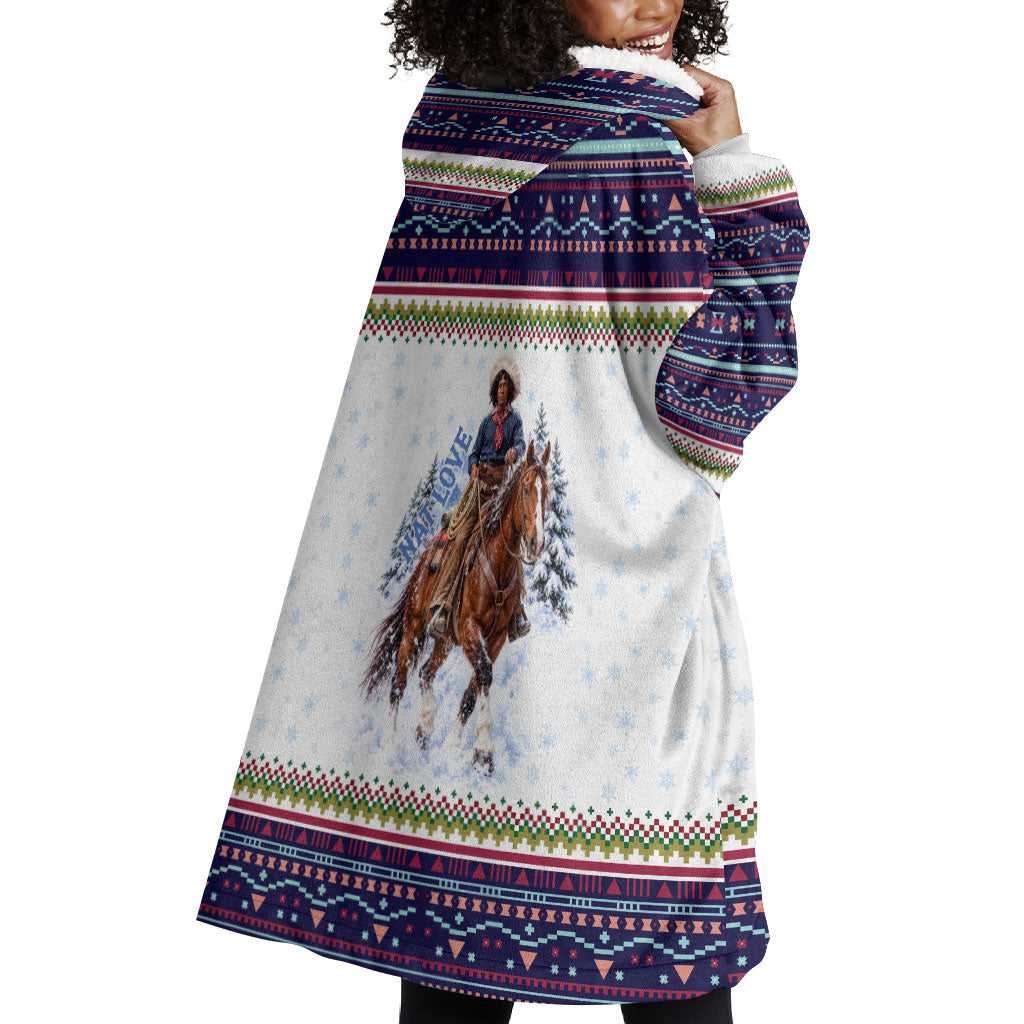 Nat Love African American Cowboy Wearable Blanket Hoodie Winter Snow Fair Isle Pattern Western Graphic Art