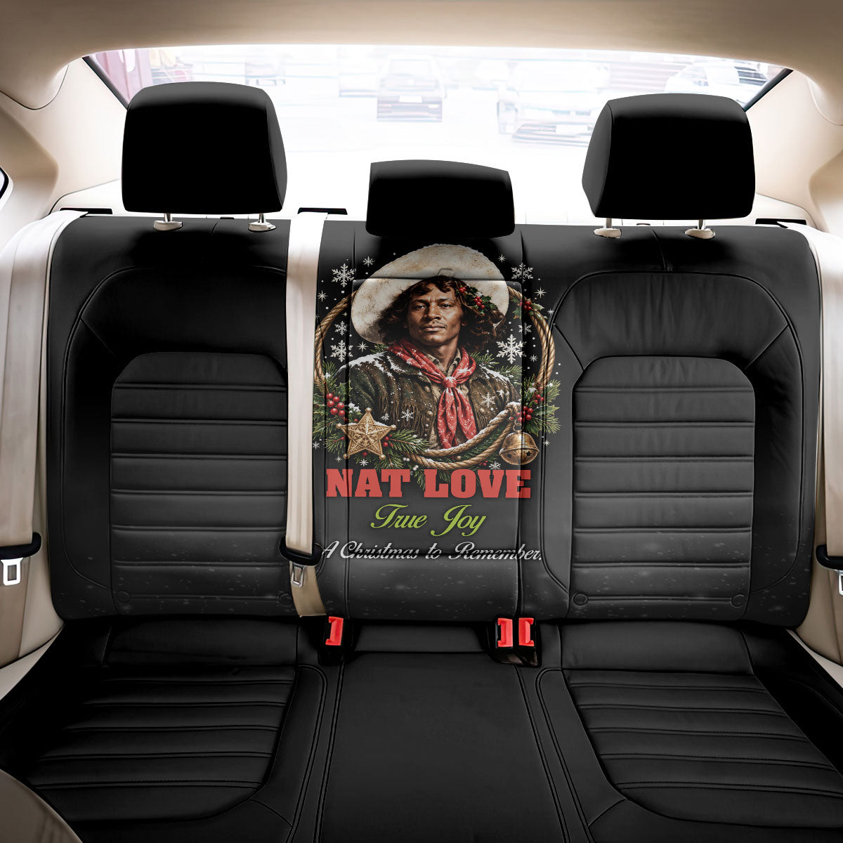 Nat Love Wild West Christmas Back Car Seat Cover African American Cowboy Holiday Portrait Art