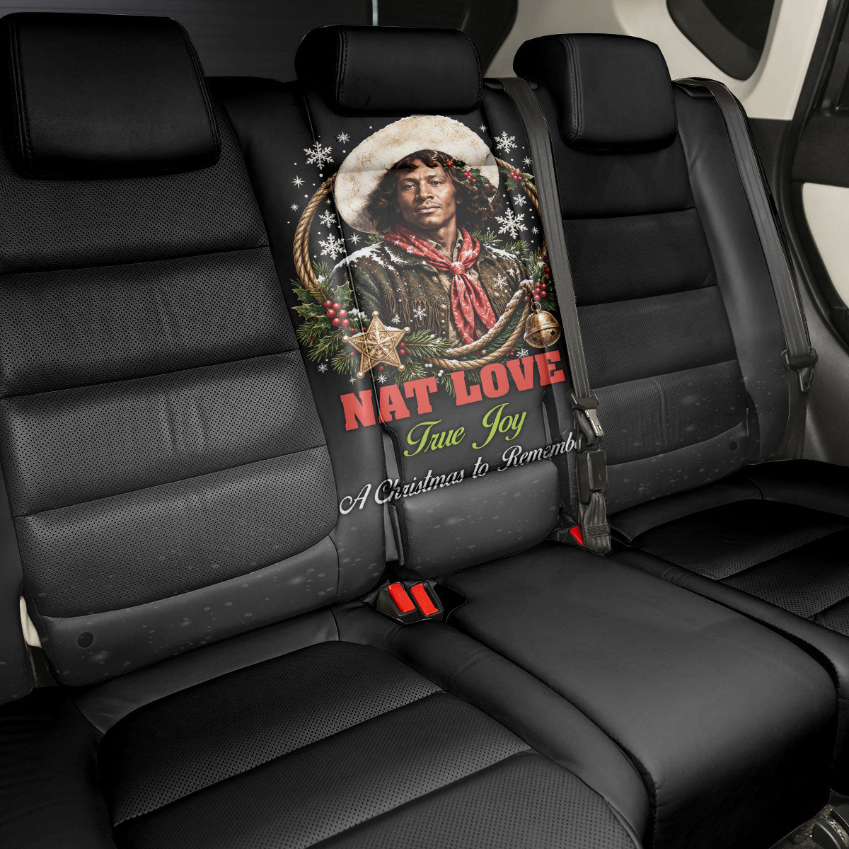Nat Love Wild West Christmas Back Car Seat Cover African American Cowboy Holiday Portrait Art