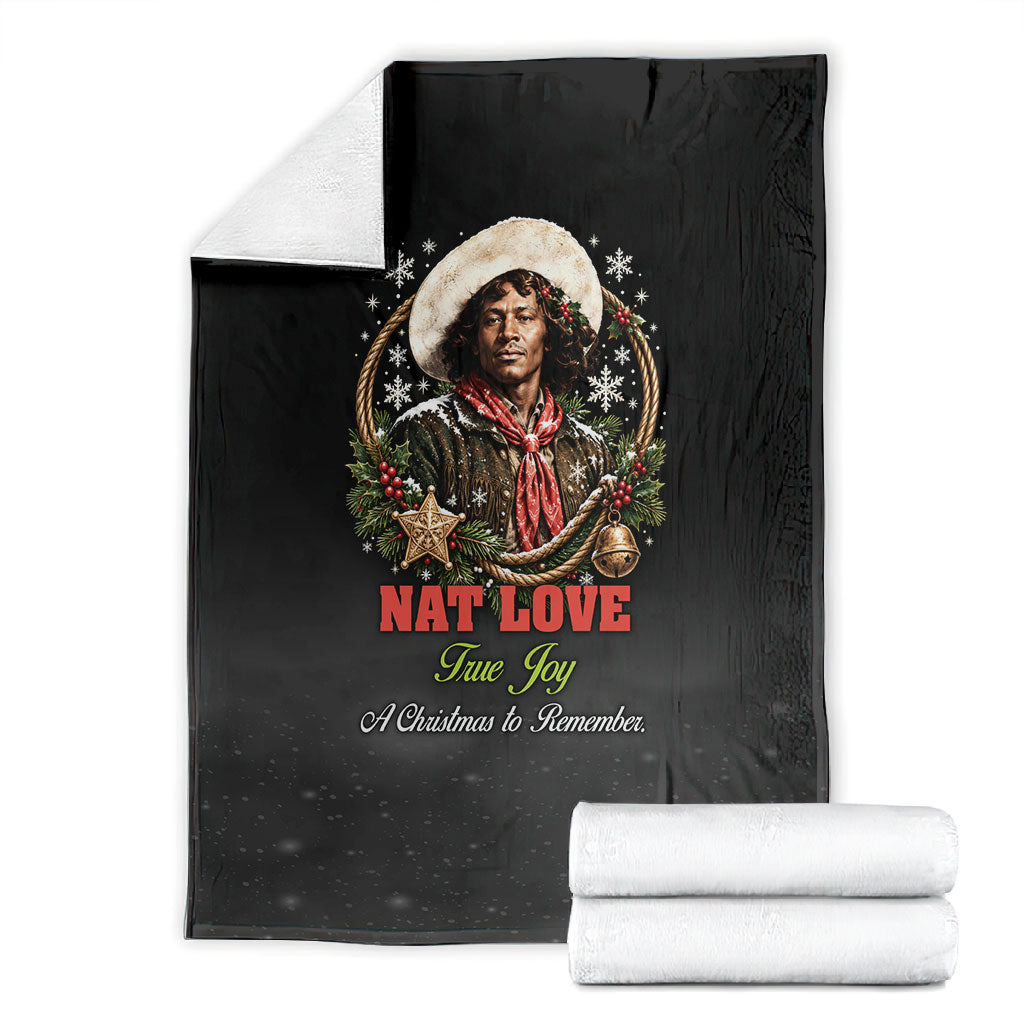 Nat Love Wild West Christmas Blanket African American Cowboy Holiday Portrait Art
