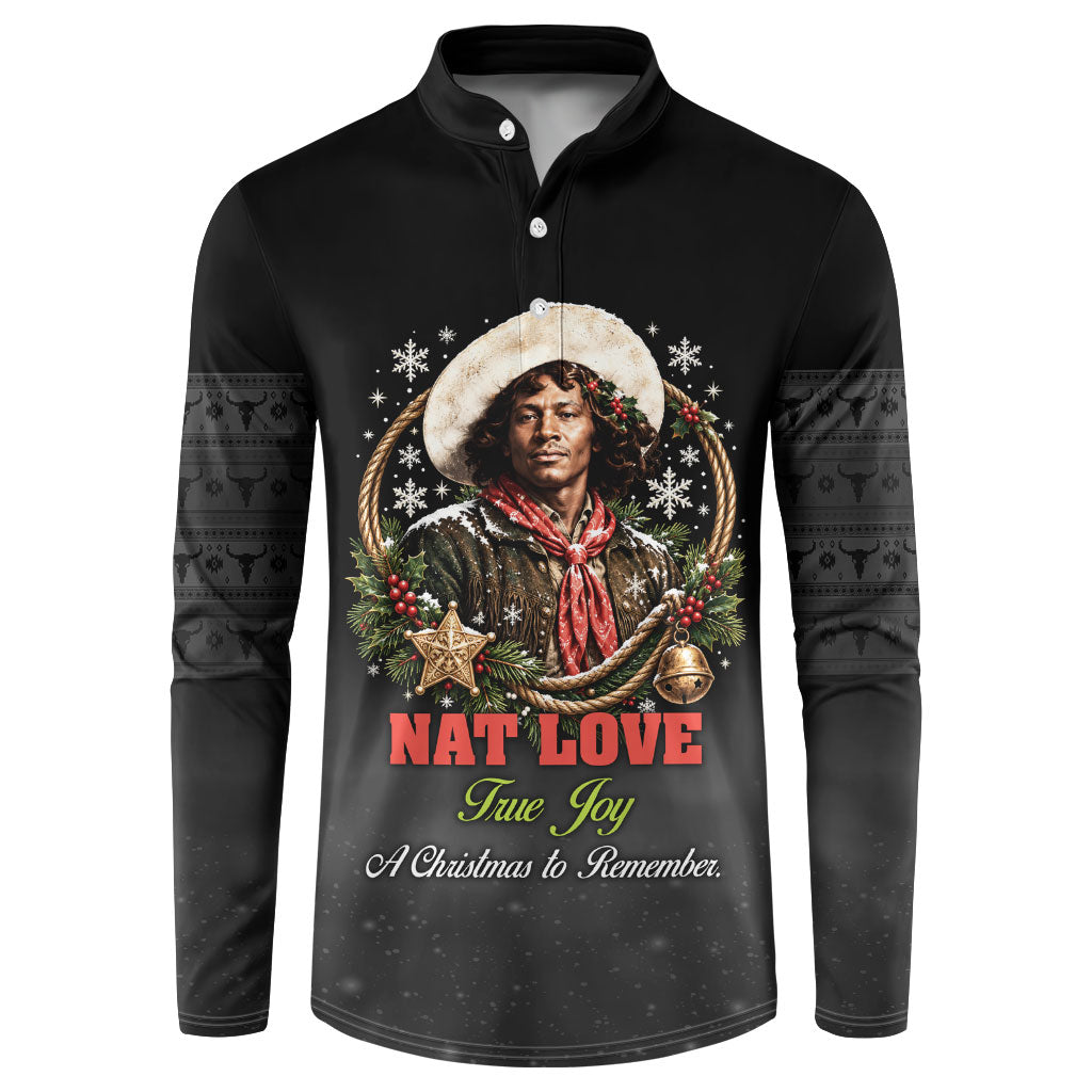 Nat Love Wild West Christmas Button Sweatshirt African American Cowboy Holiday Portrait Art