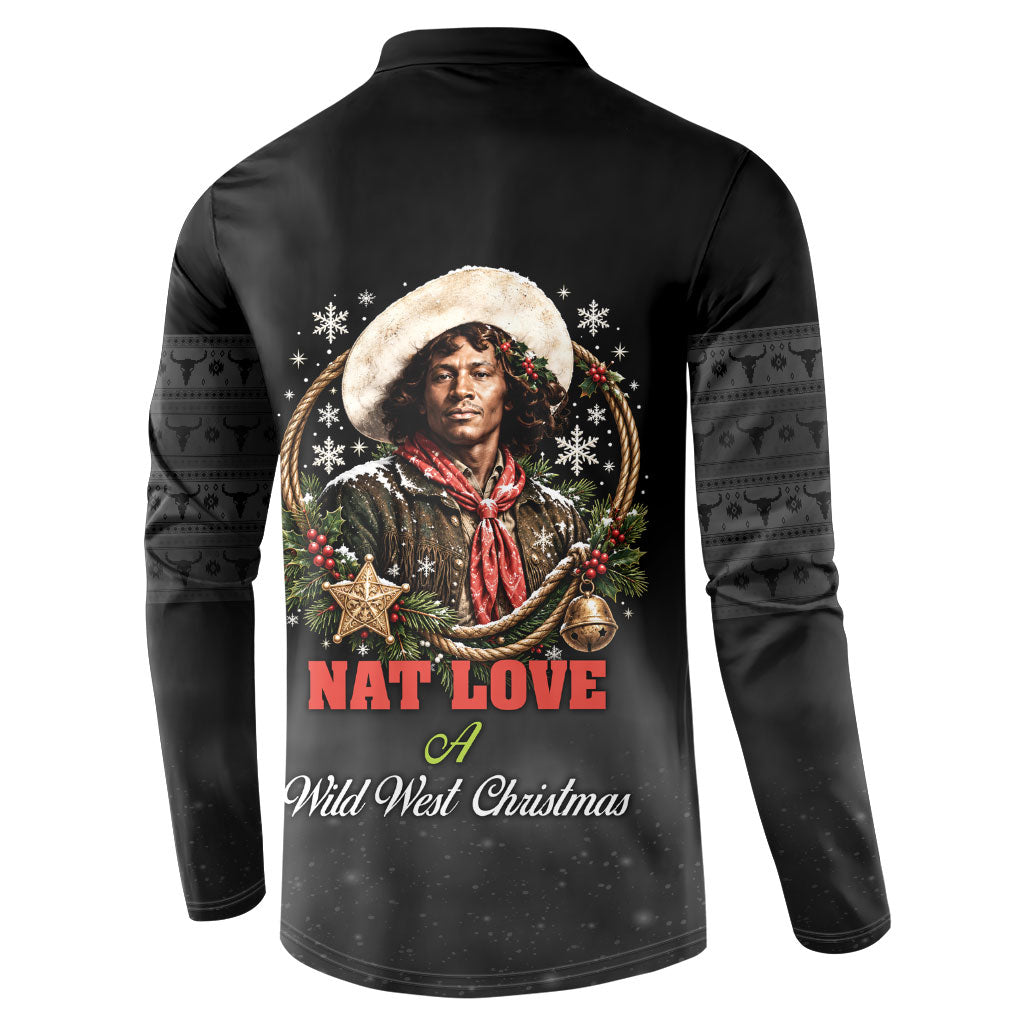 Nat Love Wild West Christmas Button Sweatshirt African American Cowboy Holiday Portrait Art