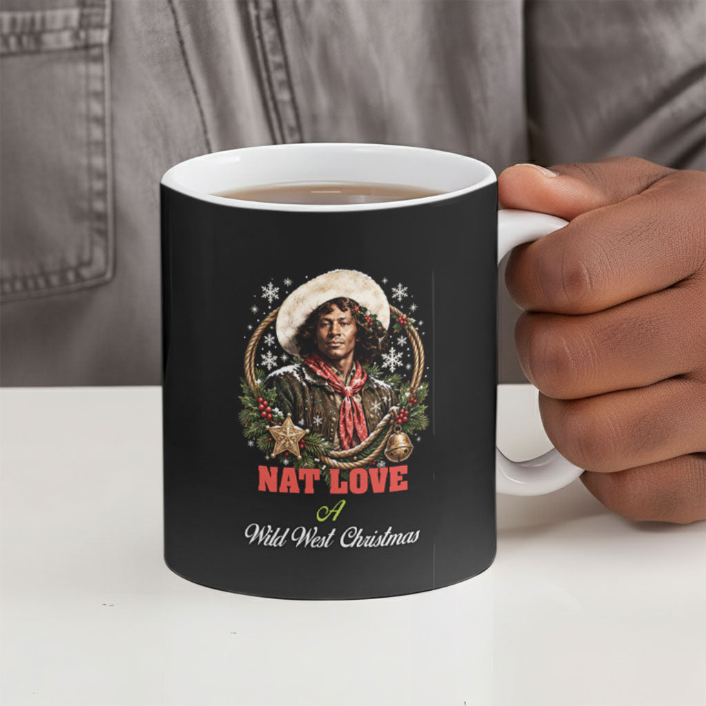 Nat Love Wild West Christmas Ceramic Mug African American Cowboy Holiday Portrait Art