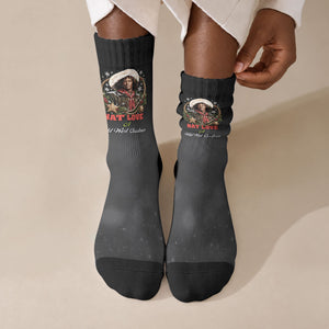 Nat Love Wild West Christmas Crew Socks African American Cowboy Holiday Portrait Art