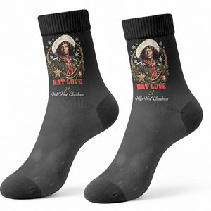 Nat Love Wild West Christmas Crew Socks African American Cowboy Holiday Portrait Art