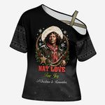 Nat Love Wild West Christmas Cross Shoulder Shirt African American Cowboy Holiday Portrait Art