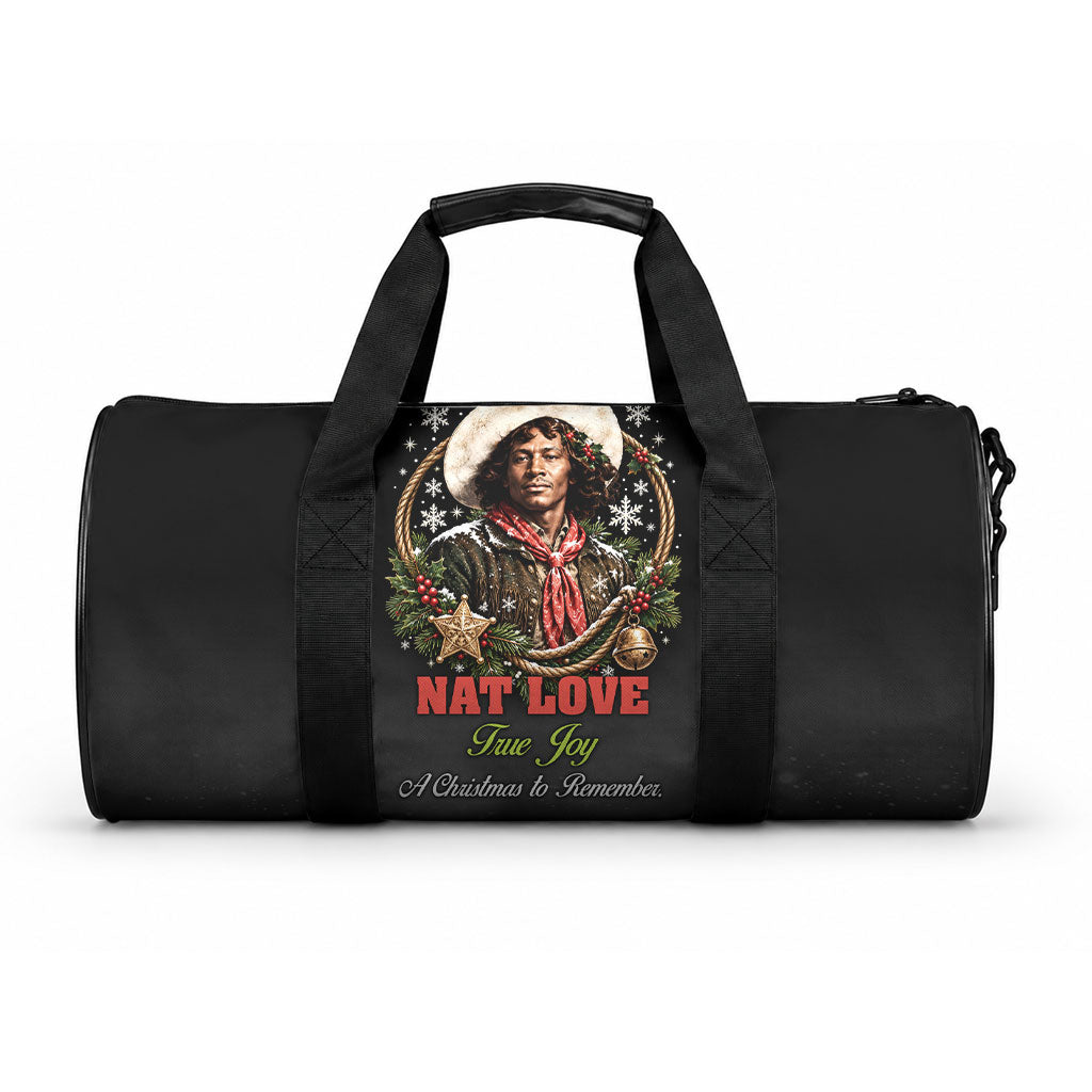 Nat Love Wild West Christmas Duffle Bag African American Cowboy Holiday Portrait Art