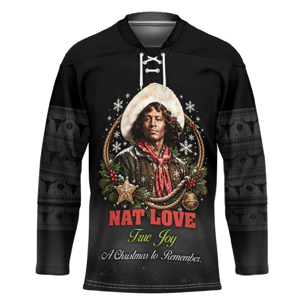 Nat Love Wild West Christmas Hockey Jersey African American Cowboy Holiday Portrait Art
