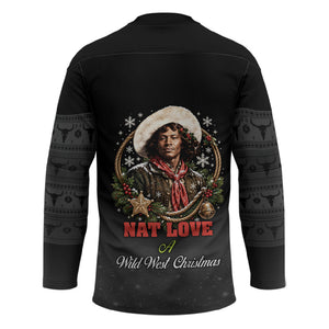 Nat Love Wild West Christmas Hockey Jersey African American Cowboy Holiday Portrait Art