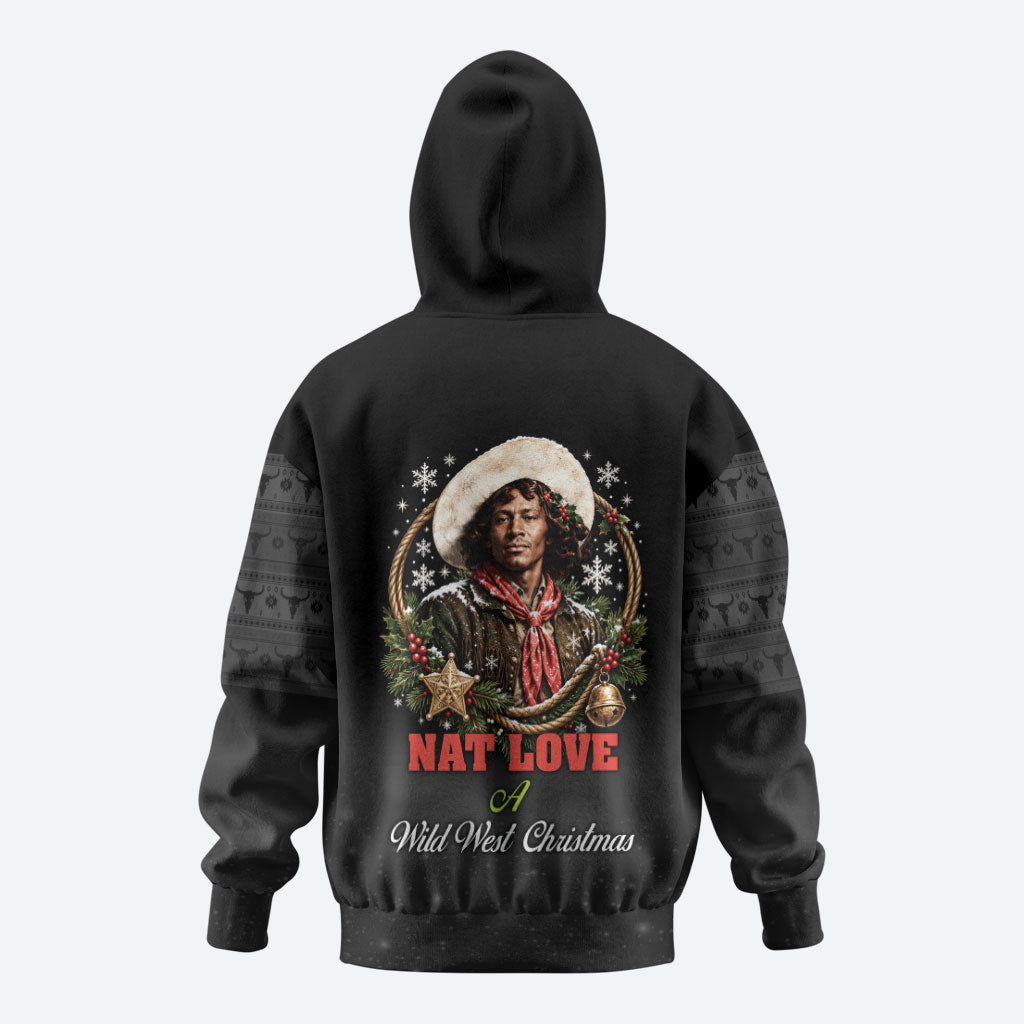 Nat Love Wild West Christmas Hoodie African American Cowboy Holiday Portrait Art