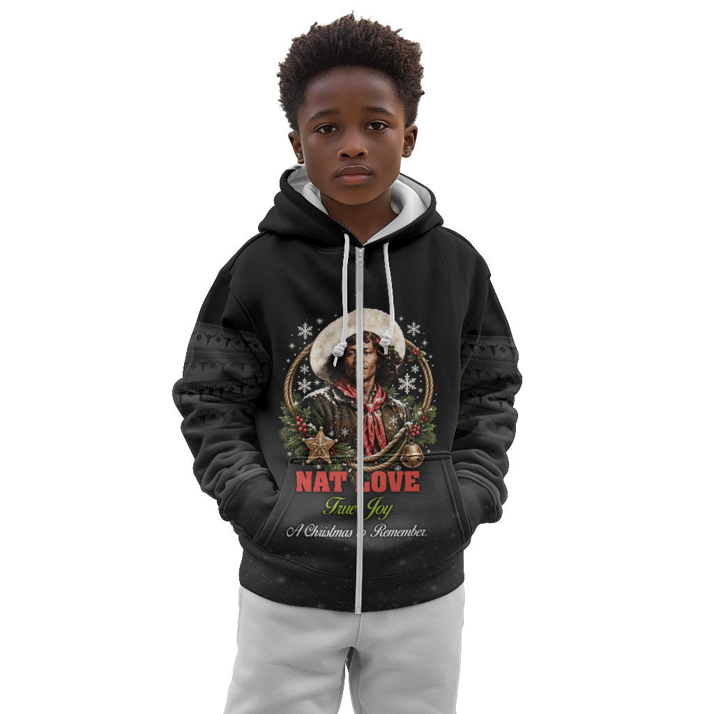 Nat Love Wild West Christmas Kid Hoodie African American Cowboy Holiday Portrait Art