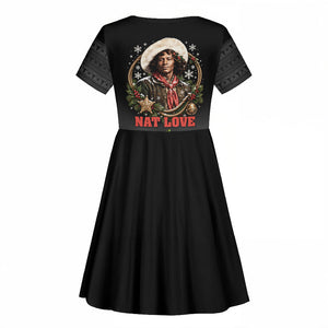 Nat Love Wild West Christmas Kid Short Sleeve Dress African American Cowboy Holiday Portrait Art