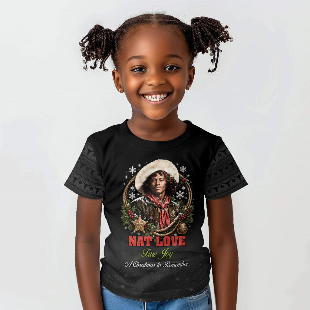 Nat Love Wild West Christmas Kid T shirt African American Cowboy Holiday Portrait Art
