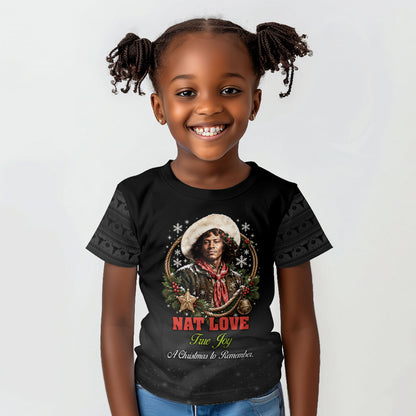 Nat Love Wild West Christmas Kid T shirt African American Cowboy Holiday Portrait Art
