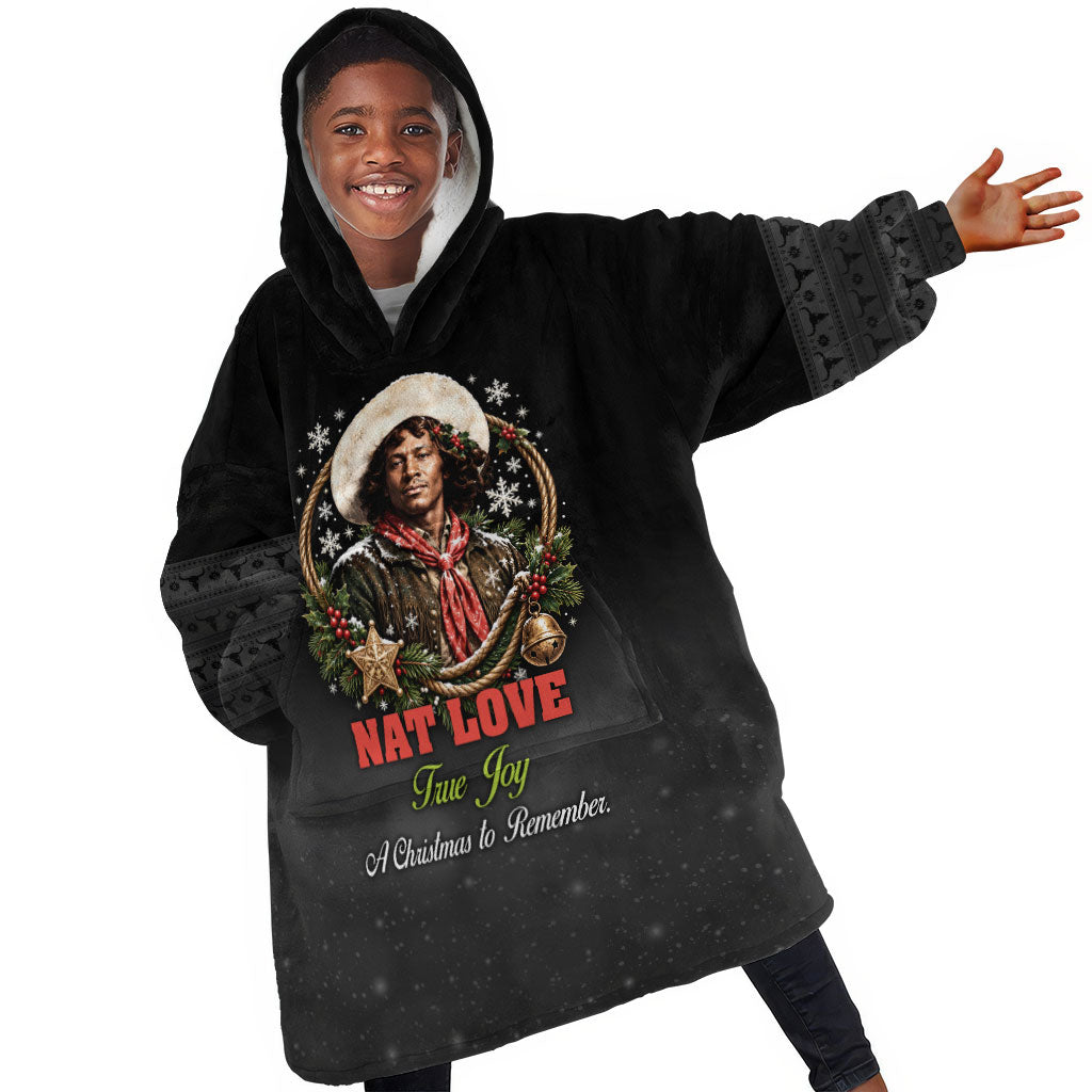 Nat Love Wild West Christmas Kid Wearable Blanket Hoodie African American Cowboy Holiday Portrait Art