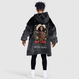 Nat Love Wild West Christmas Kid Wearable Blanket Hoodie African American Cowboy Holiday Portrait Art