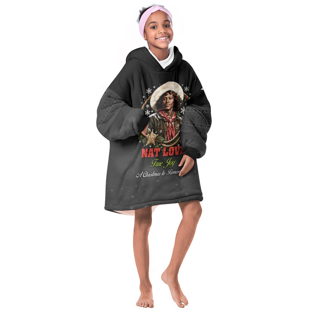 Nat Love Wild West Christmas Kid Wearable Blanket Hoodie African American Cowboy Holiday Portrait Art
