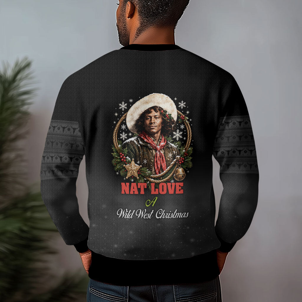 Nat Love Wild West Christmas Ugly Christmas Sweater African American Cowboy Holiday Portrait Art