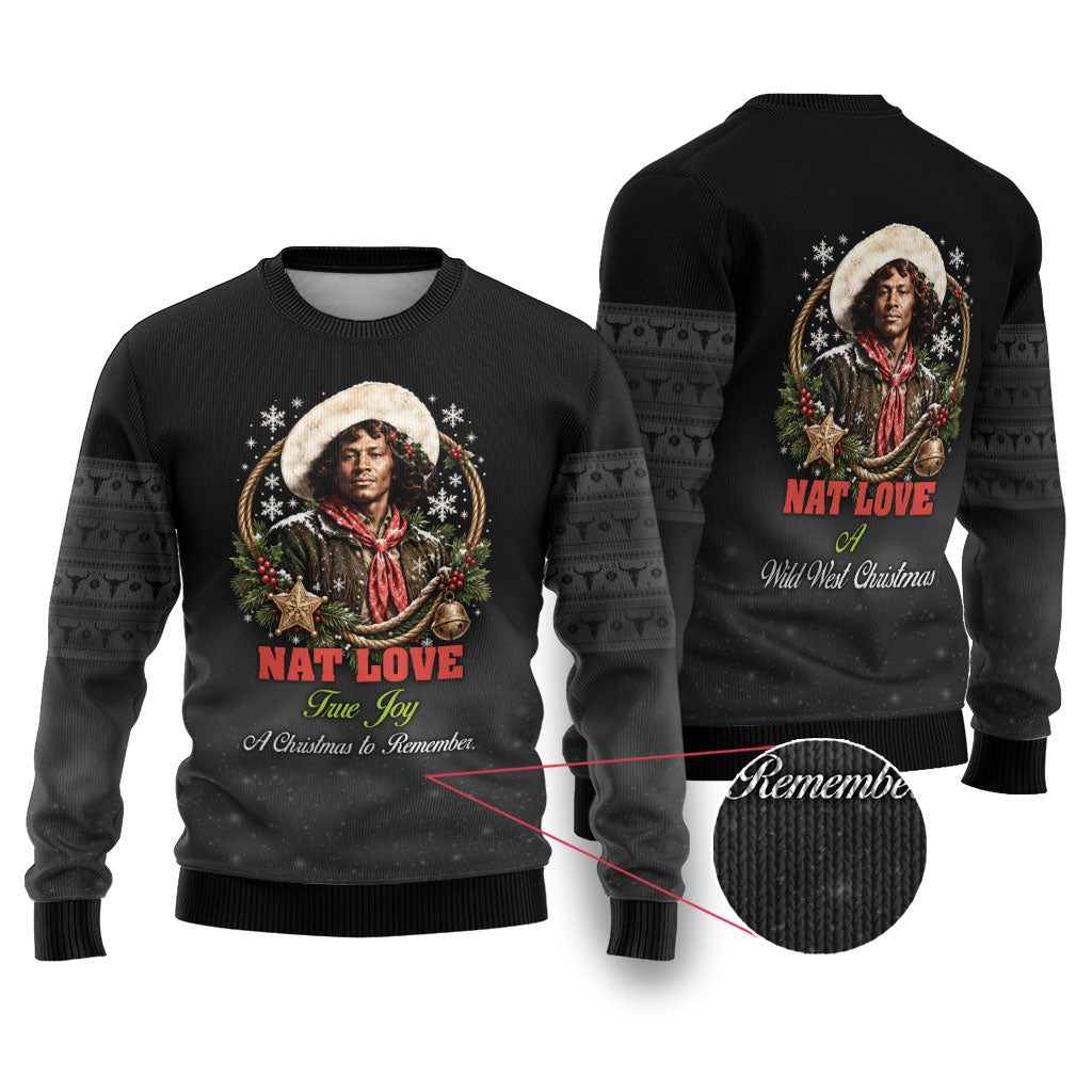 Nat Love Wild West Christmas Ugly Christmas Sweater African American Cowboy Holiday Portrait Art