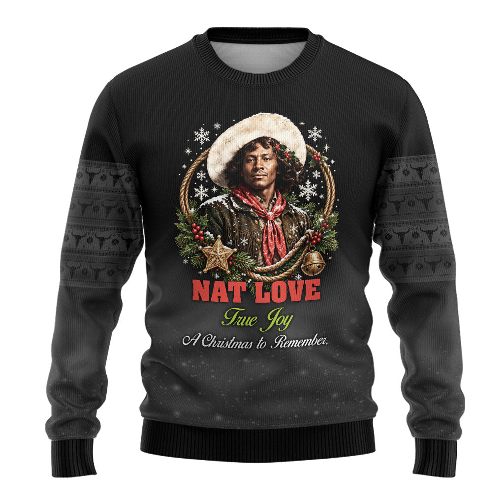 Nat Love Wild West Christmas Ugly Christmas Sweater African American Cowboy Holiday Portrait Art