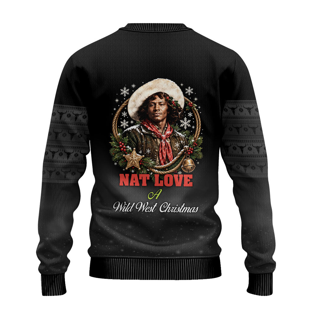 Nat Love Wild West Christmas Ugly Christmas Sweater African American Cowboy Holiday Portrait Art