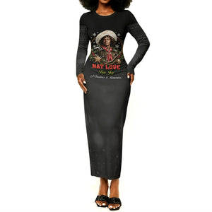 Nat Love Wild West Christmas Long Sleeve Bodycon Dress African American Cowboy Holiday Portrait Art