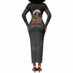 Nat Love Wild West Christmas Long Sleeve Bodycon Dress African American Cowboy Holiday Portrait Art