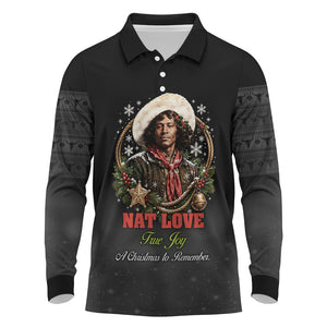 Nat Love Wild West Christmas Long Sleeve Polo Shirt African American Cowboy Holiday Portrait Art