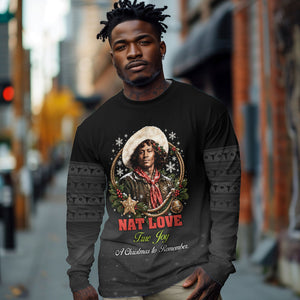Nat Love Wild West Christmas Long Sleeve Shirt African American Cowboy Holiday Portrait Art
