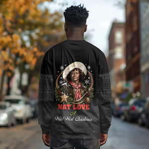 Nat Love Wild West Christmas Long Sleeve Shirt African American Cowboy Holiday Portrait Art