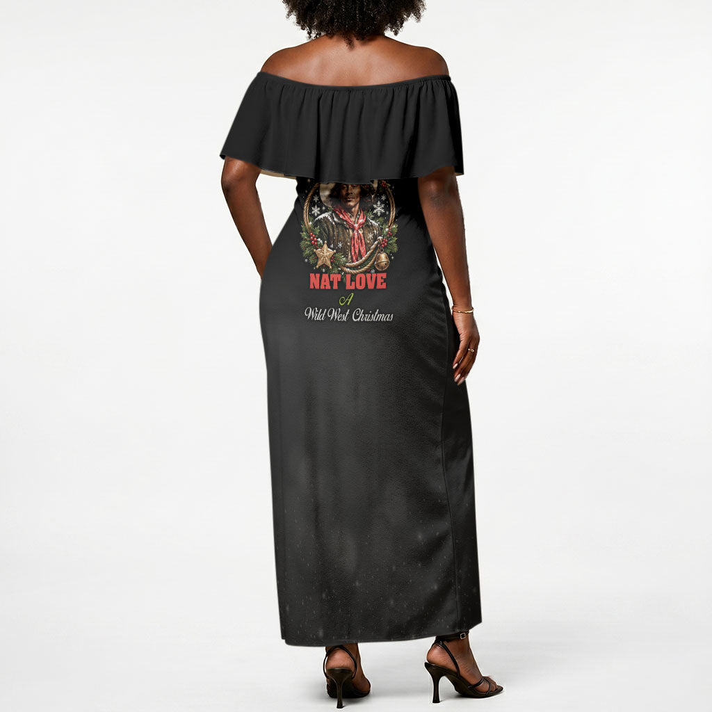 Nat Love Wild West Christmas Off Shoulder Maxi Dress African American Cowboy Holiday Portrait Art