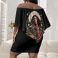 Nat Love Wild West Christmas Off Shoulder Short Dress African American Cowboy Holiday Portrait Art