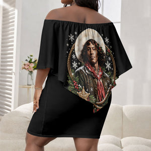 Nat Love Wild West Christmas Off Shoulder Short Dress African American Cowboy Holiday Portrait Art
