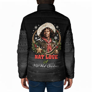 Nat Love Wild West Christmas Padded Jacket African American Cowboy Holiday Portrait Art