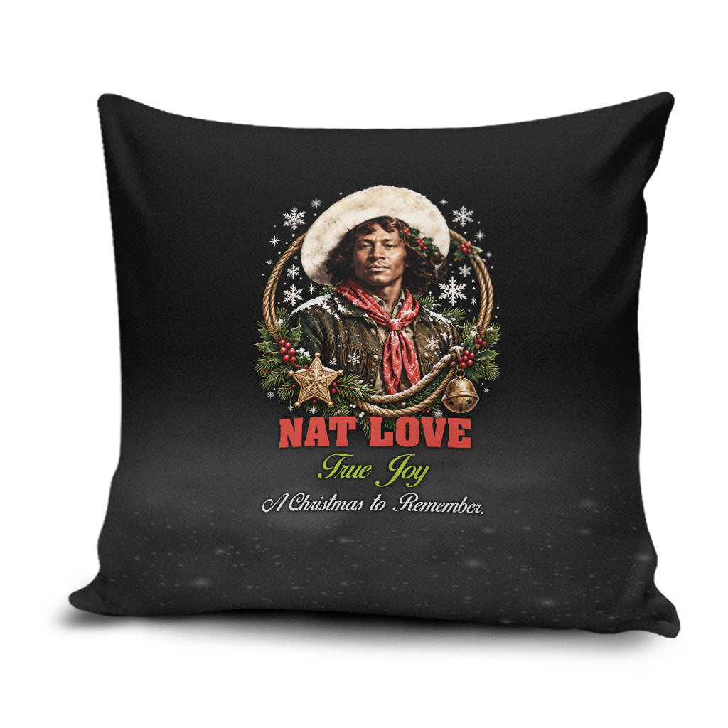 Nat Love Wild West Christmas Pillow Cover African American Cowboy Holiday Portrait Art