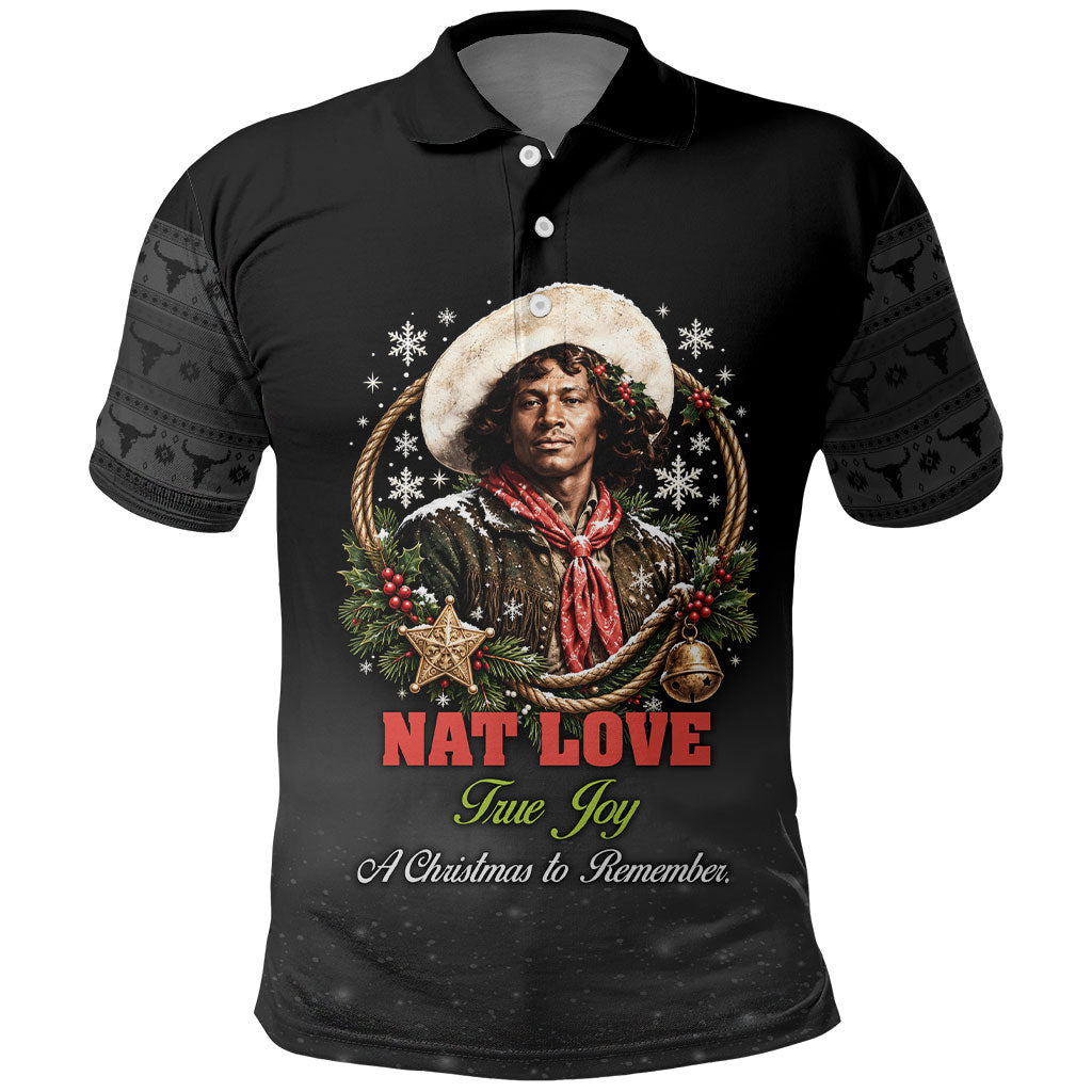 Nat Love Wild West Christmas Polo Shirt African American Cowboy Holiday Portrait Art