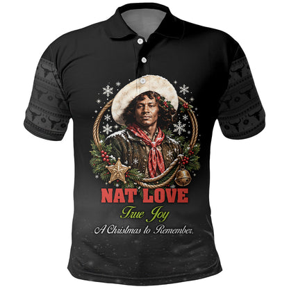 Nat Love Wild West Christmas Polo Shirt African American Cowboy Holiday Portrait Art