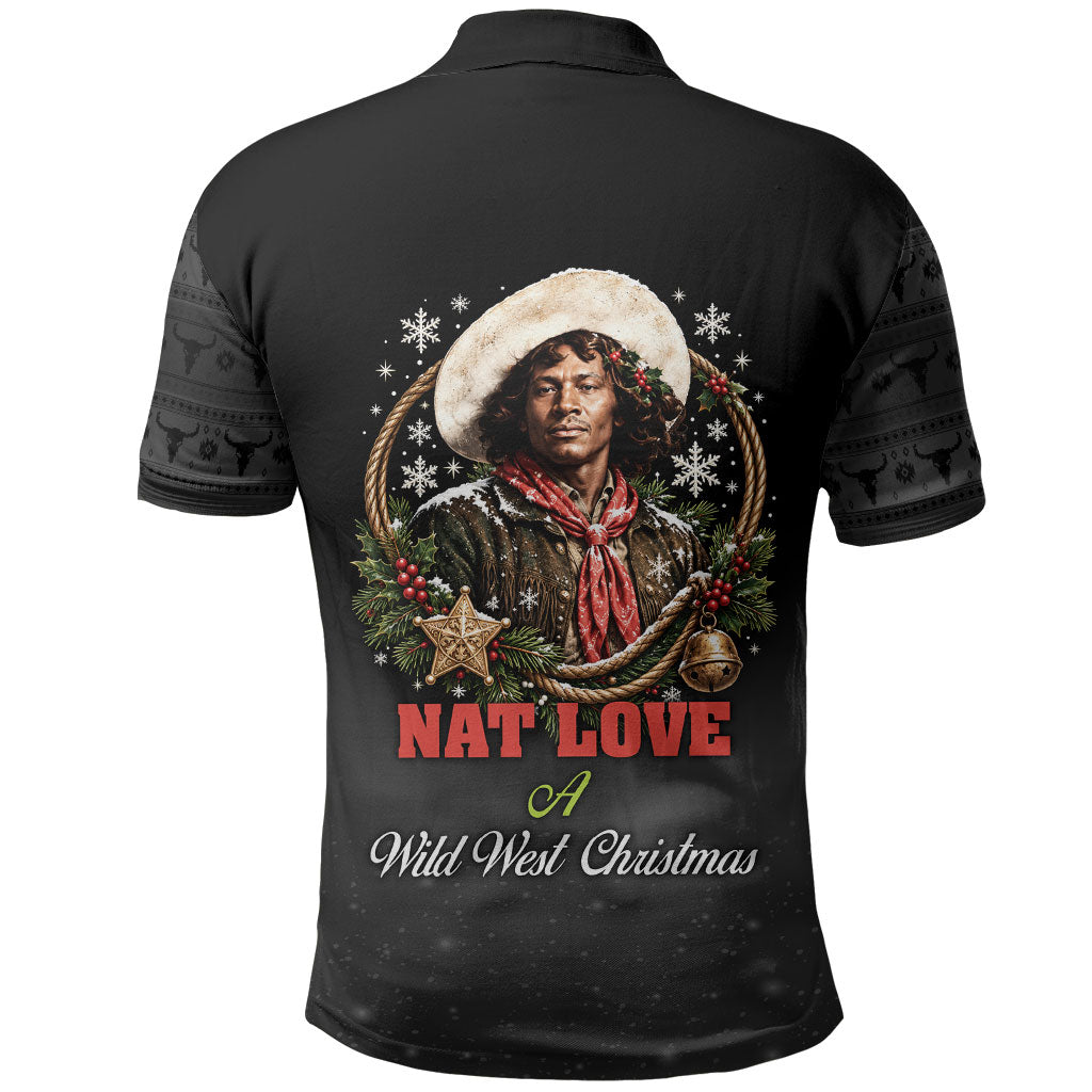 Nat Love Wild West Christmas Polo Shirt African American Cowboy Holiday Portrait Art