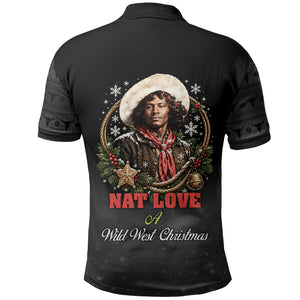 Nat Love Wild West Christmas Polo Shirt African American Cowboy Holiday Portrait Art