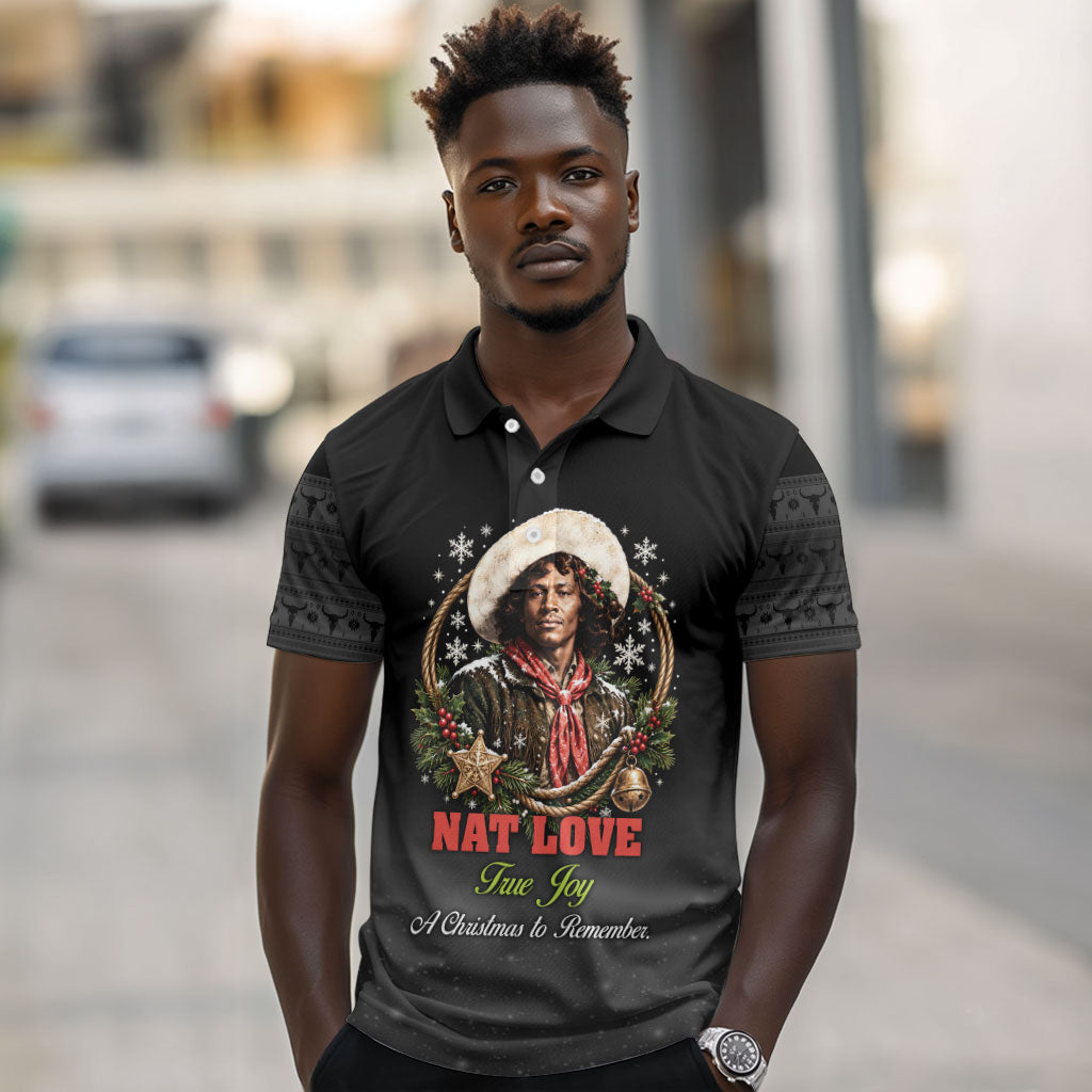 Nat Love Wild West Christmas Polo Shirt African American Cowboy Holiday Portrait Art