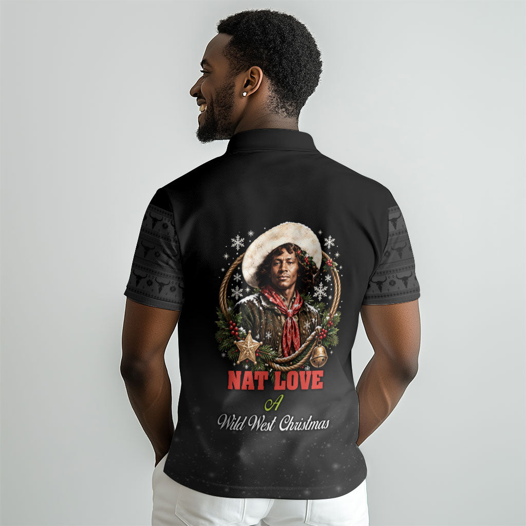 Nat Love Wild West Christmas Polo Shirt African American Cowboy Holiday Portrait Art