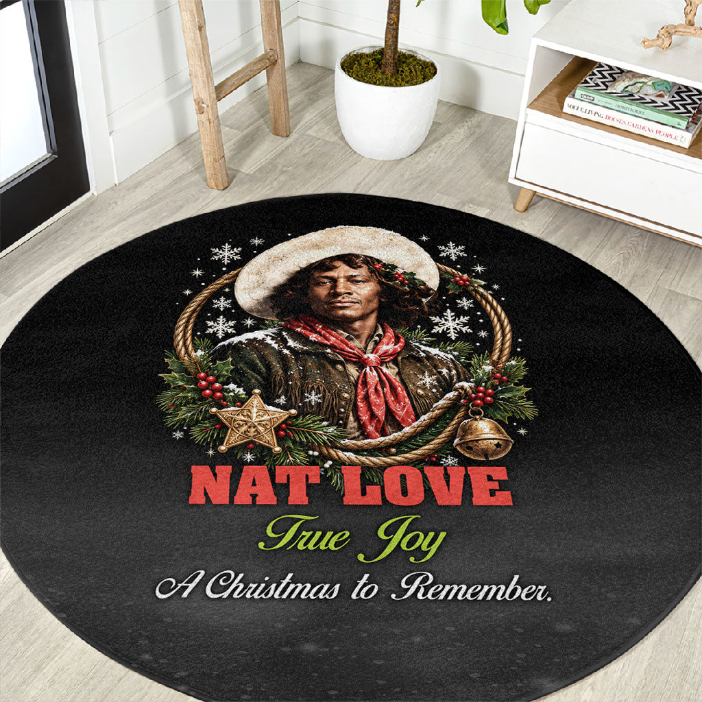 Nat Love Wild West Christmas Round Carpet African American Cowboy Holiday Portrait Art